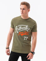 Men's printed t-shirt S1434 V-22D- olive