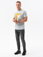 Men's printed t-shirt S1434 V-13B- blue