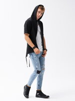 Men's zip-up sweatshirt with short sleeves B960 - black
