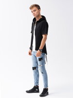 Men's zip-up sweatshirt with short sleeves B960 - black