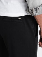 Men's knit pants with elastic waistband - black V2 OM-PACP-0121