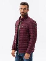 Men's quilted biker jacket - maroon V6 C553