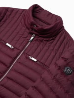 Men's quilted biker jacket - maroon V6 C553
