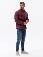 Men's quilted biker jacket - maroon V6 C553