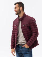 Men's quilted biker jacket - maroon V6 C553