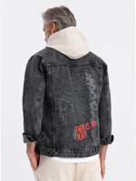 Men's mid-season jeans jacket C525 - black/grey