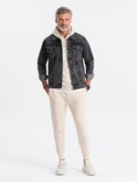 Men's mid-season jeans jacket C525 - black/grey