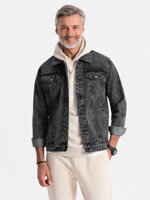 Men's mid-season jeans jacket C525 - black/grey