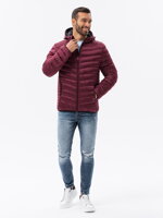 Men's mid-season quilted jacket C368 - dark red