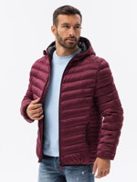 Men's mid-season quilted jacket C368 - dark red
