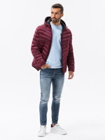 Men's mid-season quilted jacket C368 - dark red