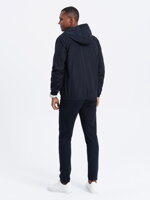 Men's hooded windbreaker jacket with classic cut - navy blue V2 OM-JANP-22FW-006