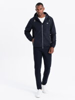 Men's hooded windbreaker jacket with classic cut - navy blue V2 OM-JANP-22FW-006