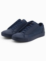 Men's short sneakers in combined materials - navy blue OM-FOSL-0114