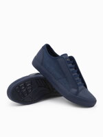 Men's short sneakers in combined materials - navy blue OM-FOSL-0114
