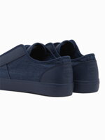 Men's short sneakers in combined materials - navy blue OM-FOSL-0114