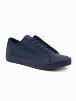 Men's short sneakers in combined materials - navy blue OM-FOSL-0114