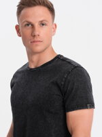 Men's t-shirt with ACID WASH effect - black V1 S1638