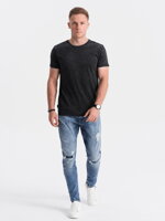 Men's t-shirt with ACID WASH effect - black V1 S1638
