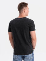 Men's t-shirt with ACID WASH effect - black V1 S1638