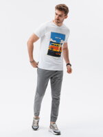 Men's printed t-shirt S1434 V-8A- white