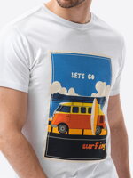 Men's printed t-shirt S1434 V-8A- white