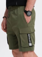 Men's shorts with cargo pockets - olive V4 OM-SRSK-0106