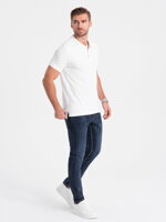Men's plain polo shirt S1374 - white