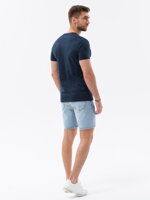 Men's printed cotton t-shirt - navy blue V2 S1750