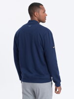 Men's unbuttoned bomber sweatshirt - dark blue V2 OM-SSZP-22FW-011