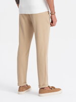 Men's knit pants with elastic waistband - sand V3 OM-PACP-0121