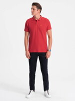 Men's plain polo shirt S1374 - red