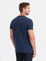 Men's cotton t-shirt with pocket - navy blue V10 S1743