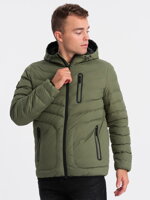 Men's mid-season quilted jacket C356 - khaki