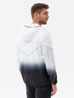 Men's sports jacket with ombre effect - white and black V4 OM-JANP-0104