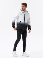 Men's sports jacket with ombre effect - white and black V4 OM-JANP-0104