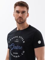 Men's printed cotton t-shirt - black V1 S1752