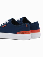 Men's short sneakers with contrasting inserts - navy blue V1 OM-FOSL-0115