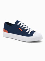 Men's short sneakers with contrasting inserts - navy blue V1 OM-FOSL-0115