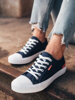 Men's short sneakers with contrasting inserts - navy blue V1 OM-FOSL-0115