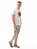 Men's printed t-shirt S1434 V-10A- white