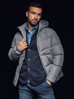 Men's winter jacket - grey melange C552