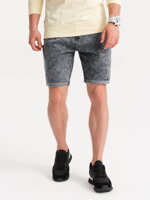 Men's denim marbled shorts - gray V2 OM-SRDS-0117