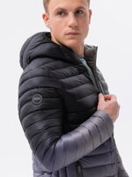 Men's mid-season quilted jacket C319 - black/grey