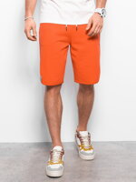 Men's sweat shorts trimmed with piping - orange V5 W360