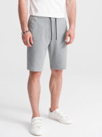 Men's knit shorts with decorative elastic waistband - gray V1 OM-SRCS-0110
