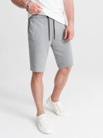 Men's knit shorts with decorative elastic waistband - gray V1 OM-SRCS-0110