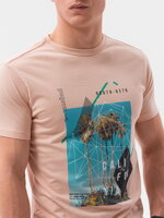 Men's printed t-shirt S1434 V-14B- pink