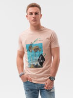 Men's printed t-shirt S1434 V-14B- pink