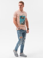 Men's printed t-shirt S1434 V-14B- pink